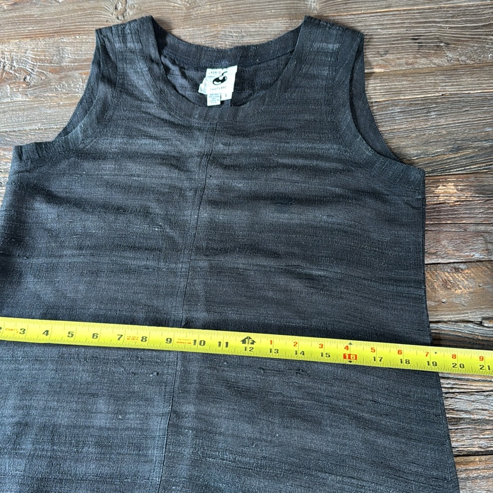 Eggplant Vintage black raw‎ silk side slit sleeveless maxi dress EUC size M - Picture 9 of 12